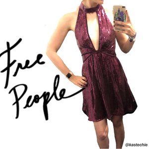 SOLD! Free People Film Noir Plum Sequin Mini Dress